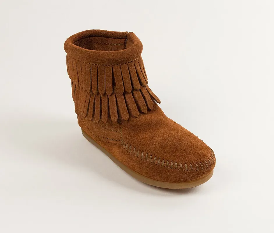 Children's Minnetonka Double Fringe Side Zip Boot #2292 - Minnetonka Moccasins