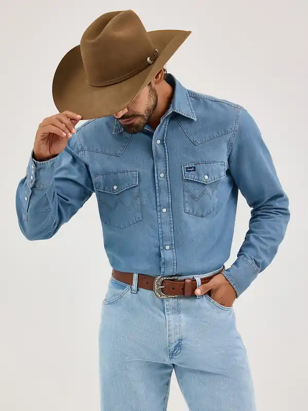Men's Wrangler Authentic Cowboy Cut Snap Front Work Shirt #70127SW