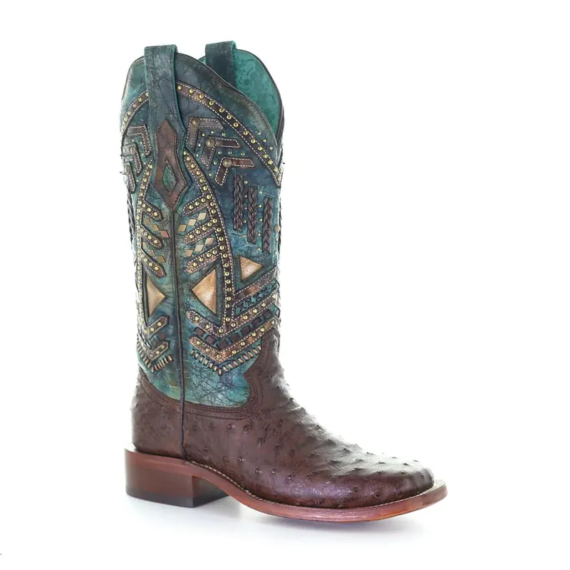 Women's Corral Brown Full Quill Ostrich Boot #A4059 - Corral Boot Co.