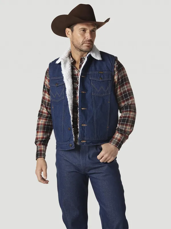 Men's Wrangler Sherpa Lined Denim Vest #74131PW - VF