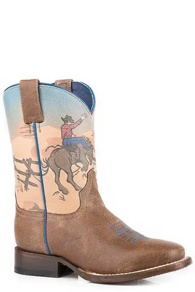 Children's Roper Tan Print Square Toe Boot #09-018-7022-8256TA-C