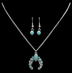Silver Strike Necklace Set #DNE0736SBTQ - 3D