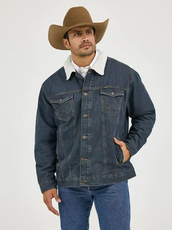 Men's Wrangler Sherpa Lined Denim Jacket #74256RTX (Big and Tall)