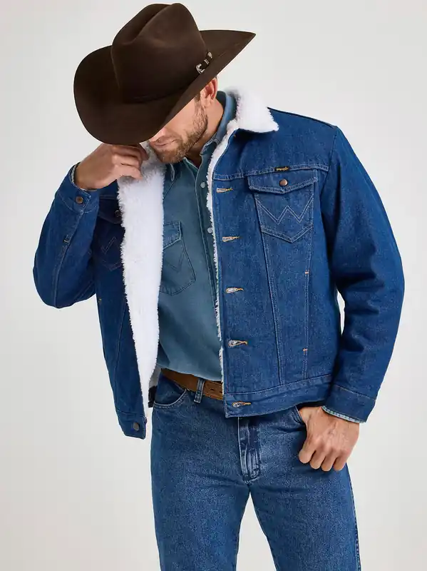 Men's Wrangler Sherpa Lined Denim Jacket #74255PW