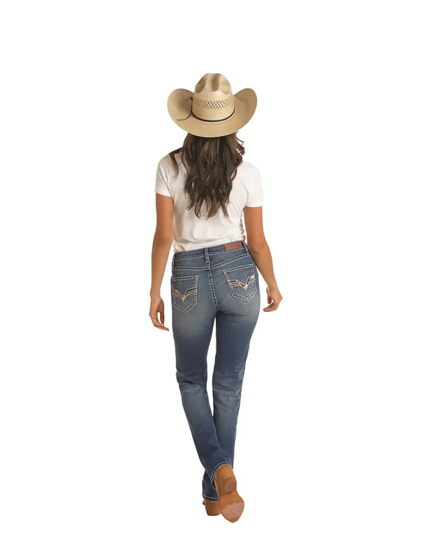Women's Rock & Roll Cowgirl Relaxed Straight Leg Jean #RRWD4BRZT3-C