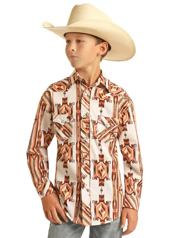Boy's Rock & Roll Cowboy Snap Front Shirt #RRBS2SRZ7S-C