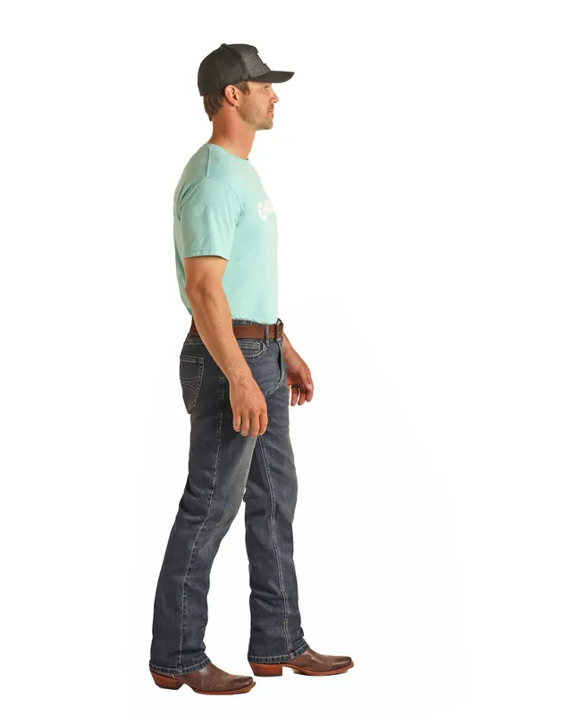 Men's Rock & Roll Cowboy Hooey Double Barrel Stackable Bootcut Jean #HYMDTBRZRZ-C