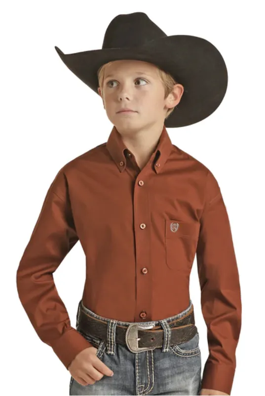 Boy's Panhandle Solid Button Down Shirt #PSBSODRZ2N-C