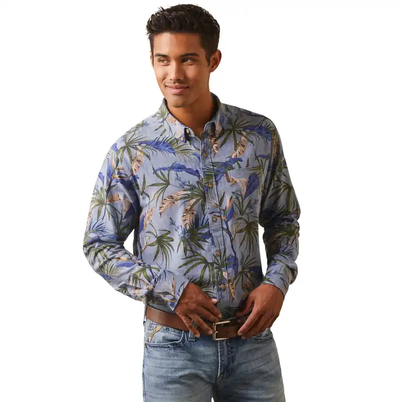 Men's Ariat Paradise Palm Button Down Shirt #10043710-C