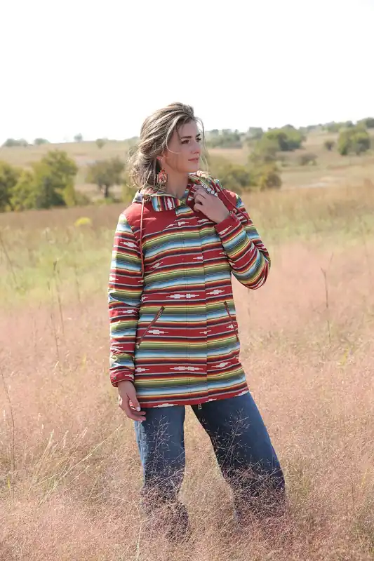 Women's Cinch Blanket Stripe Coat #CWJ7405001MUL-C