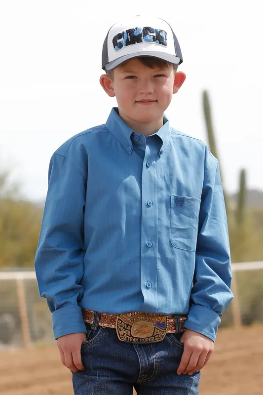 Boy's Cinch Blue Button Down Shirt #MTW7060306BLU-C