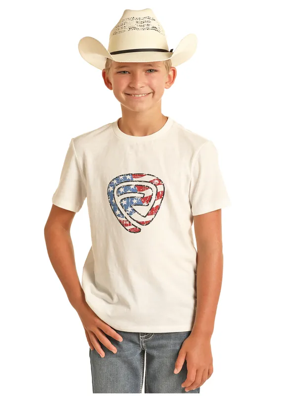 Boy's Rock & Roll White T-Shirt #RRBT21R1C4-C