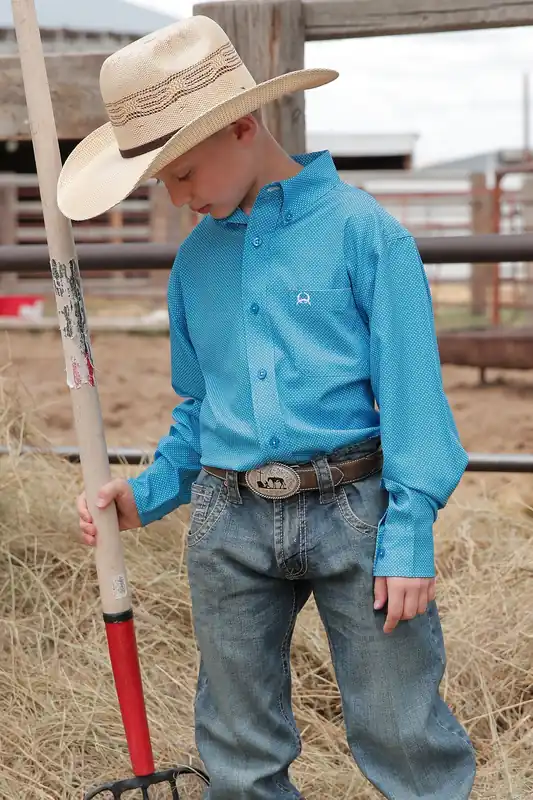 Boy's Cinch Blue Button Down Shirt #MTW7060315-C