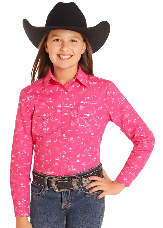 Girl's White Label Snap Front Shirt #LGN2S04974