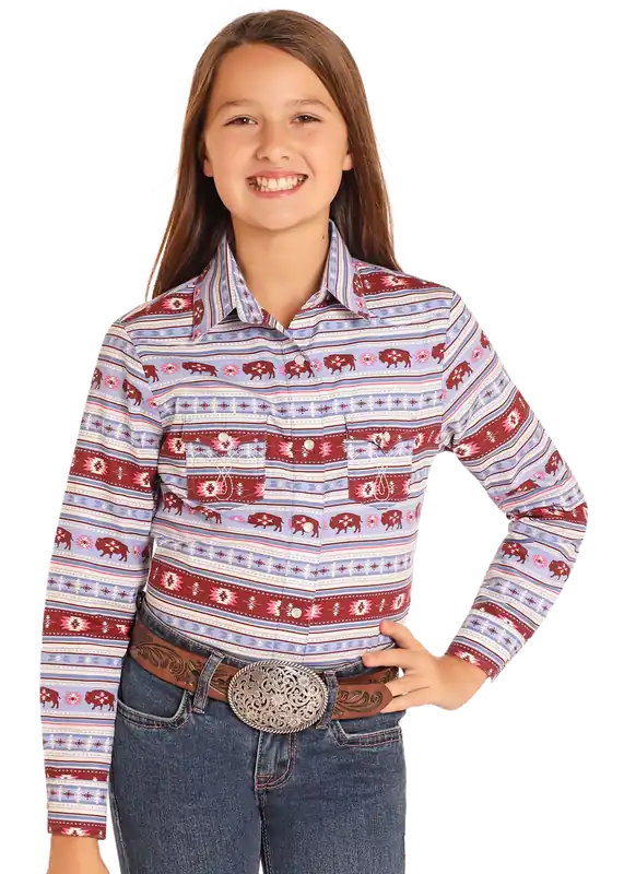 Girl's White Label Snap Front Shirt #LGN2S04975