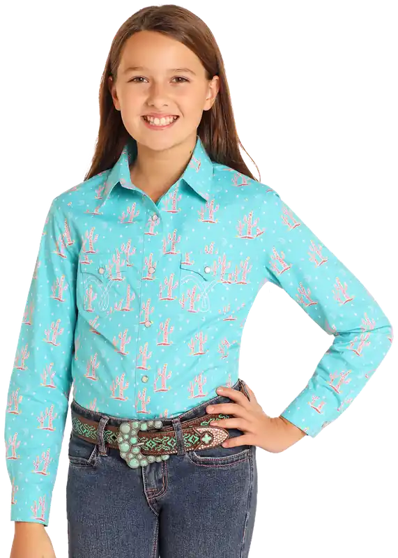 Girl's White Label Snap Front Shirt #LGN2S04977