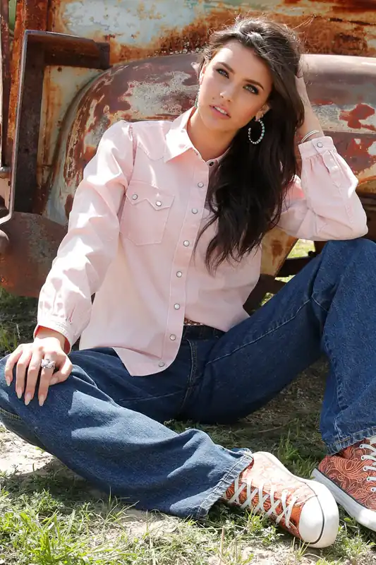 Women's Cruel Girl Snap Front Shirt #CTW7383010
