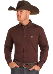 Men's Panhandle Select Button Down Shirt #PXB2S04830-DRK BRN