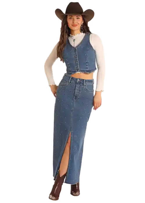 Women's Rock & Roll Cowgirl Maxi Skirt #BW69D05342