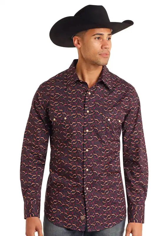 Men's Rock & Roll Cowboy Snap Front Shirt #BMN2S05458-C