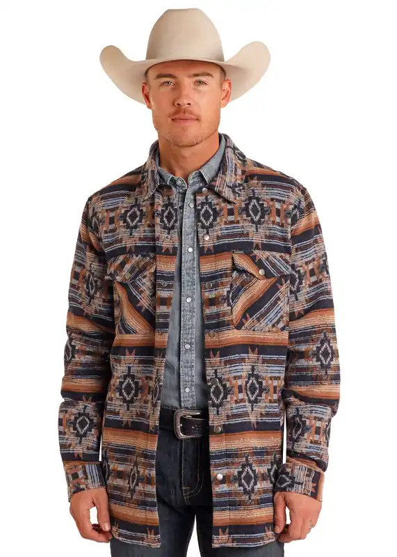 Men's Rock & Roll Cowboy Jacquard Shacket #BM92C05542-C