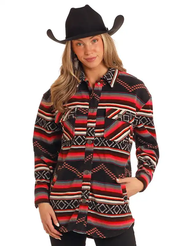 Women's Rock & Roll Cowgirl Fleece Shacket #BW92C05277-C