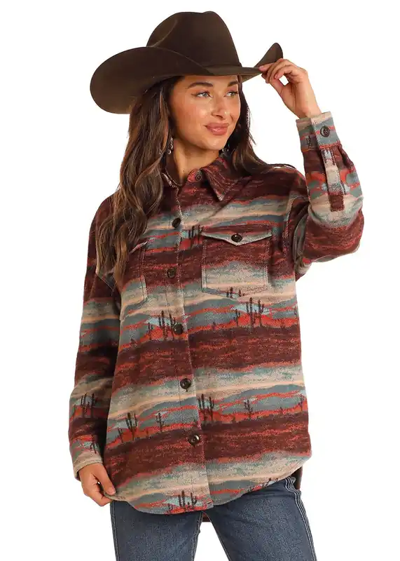 Women's Rock & Roll Cowgirl Shirt Jacket #BW92C05246-C
