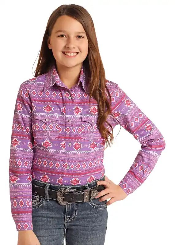 Girl's White Label Snap Front Shirt #LGN2S05381