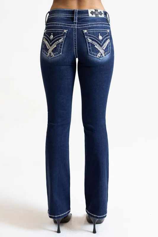 Women's Miss Me Crissy Silver Bootcut Jean #M3444B119L - High Country Western Wear