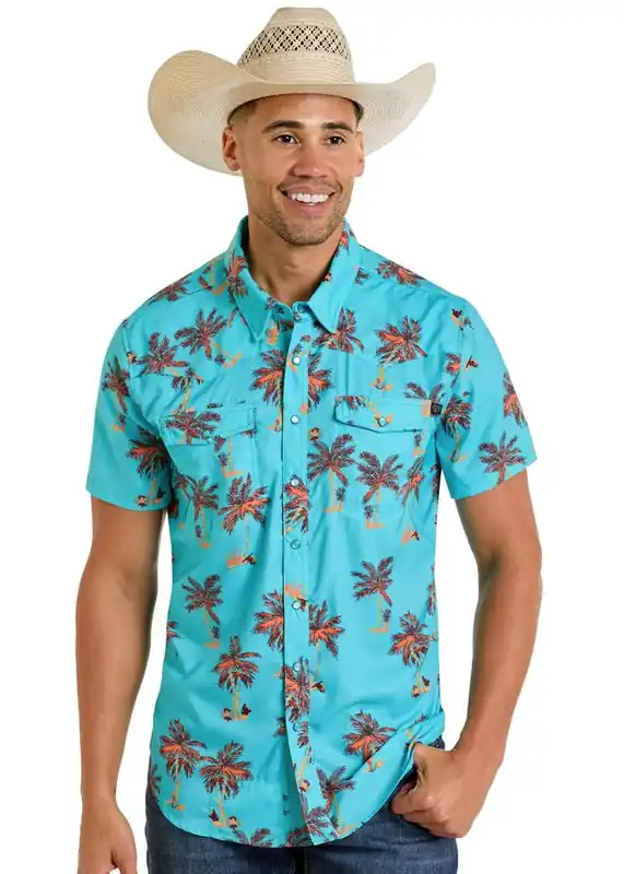 Men's Rock & Roll Cowboy TekWestern Snap Front Shirt #BMN3S06425-C