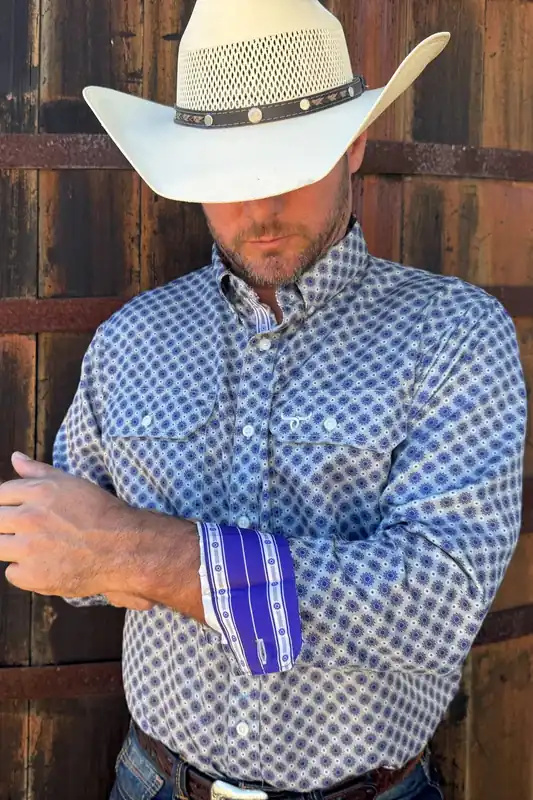 Men's Drover Cowboy Threads Performance Vent Six-Shooter Button Down Shirt #D157