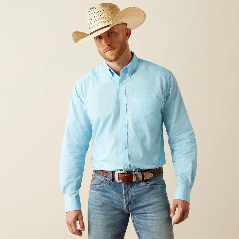 Men's Ariat Solid Slub Classic Fit Button Down Shirt #10058785X
