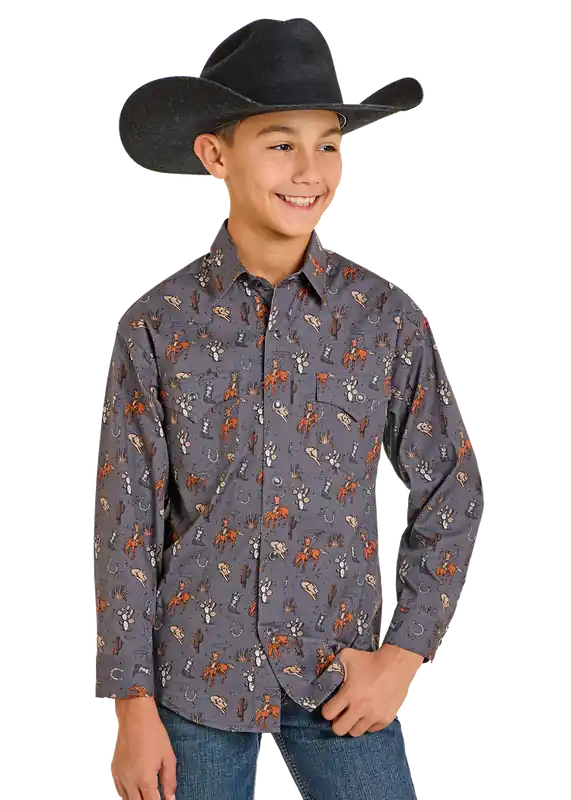 Boy's Rock & Roll Cowboy Snap Front Shirt #BBN2S07163