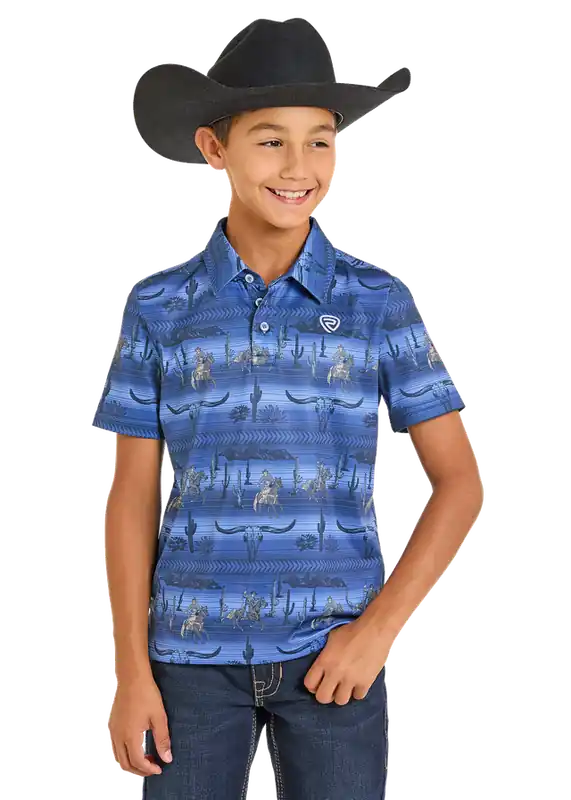 Boy's Rock & Roll Cowboy Polo Shirt #BB51T07286