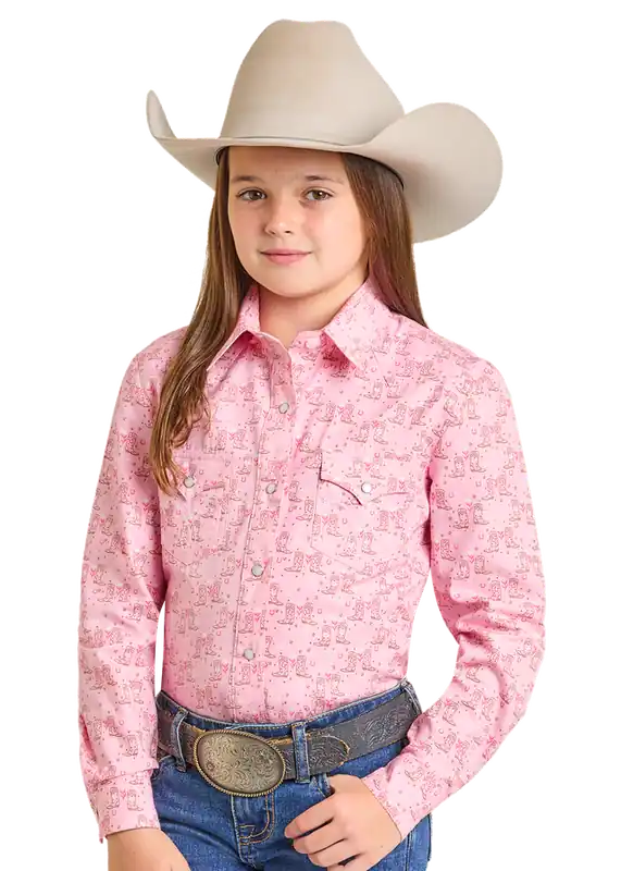 Girl's Panhandle Slim Snap Front Shirt #LGN2S07375 - WHITE LABEL
