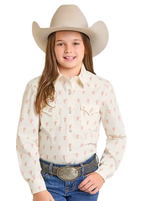 Girl's White Label Snap Front Shirt #LGN2S07376