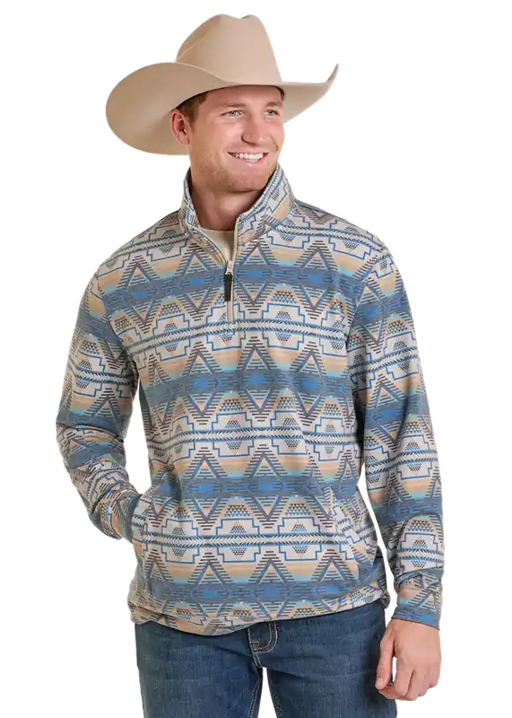 Men's Rock & Roll Cowboy 1/4 Zip Pullover #BM91T07312