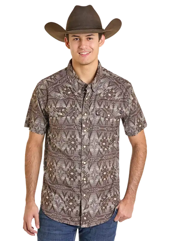 Men's Rock & Roll Cowboy TEK Western Snap Front Shirt #BMN3S07171