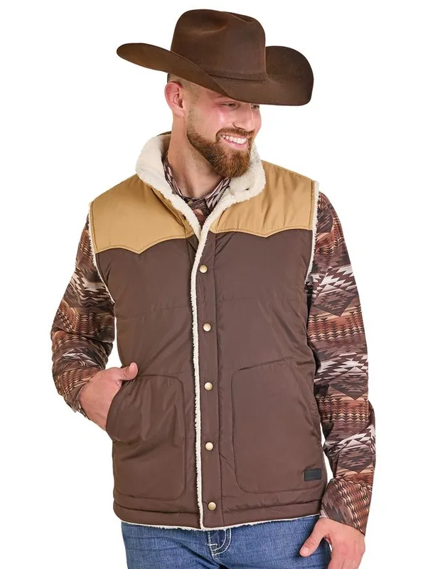 Men's Rock & Roll Cowboy Reversible Puffer Vest #BM98C06893