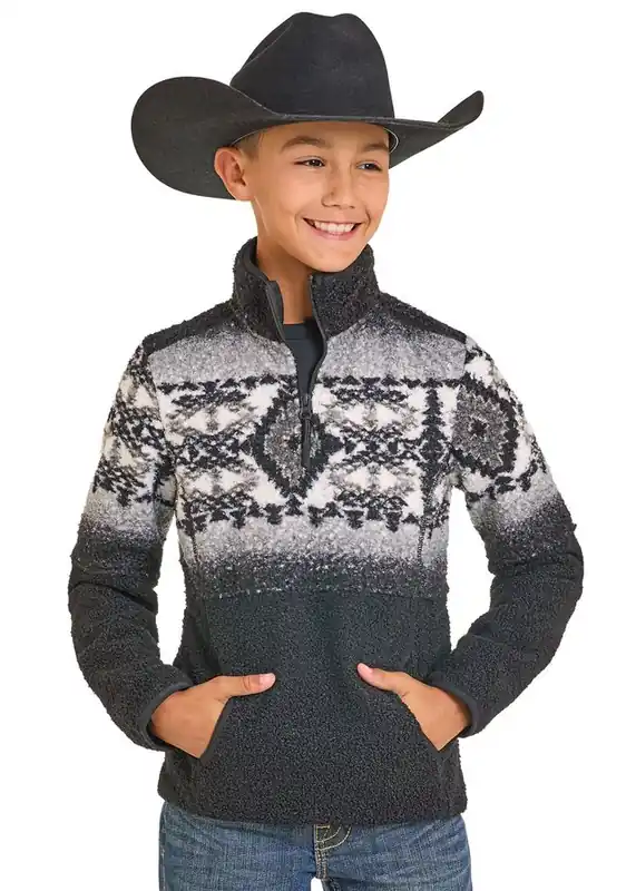 Boy's Powder River Aztec Berber Quarter Zip Pullover #DB91C06185