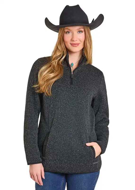 Women's Powder Rider Melange 1/4 Zip Pullover #DW91C08627 - POWDER RIVER