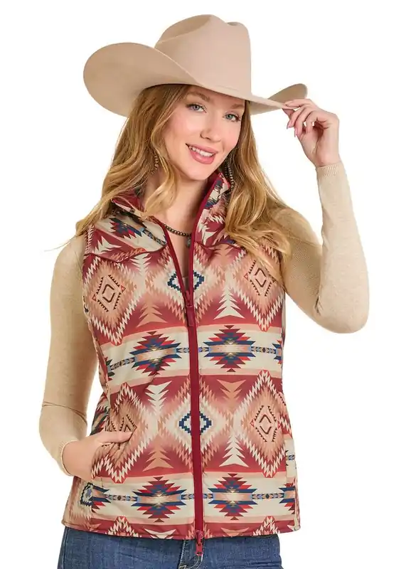 Women's Panhandle Slim Reversible Quilted Vest #DW98C06847 - POWDER RIVER