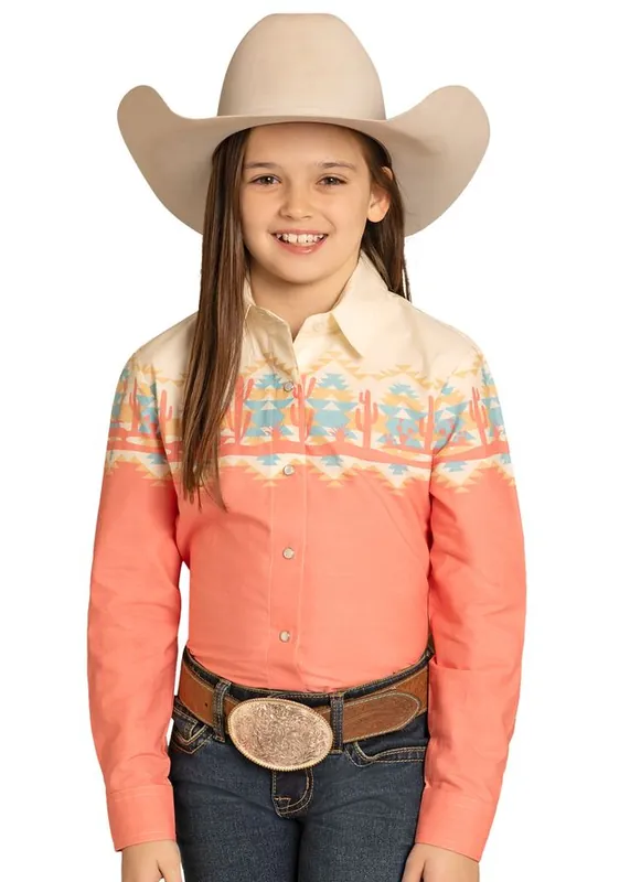 Girl's White Label Snap Front Shirt #LGN2S08038