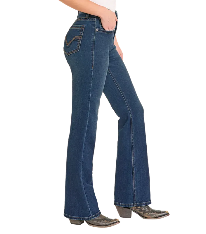 Women's Rock & Roll Cowgirl High Rise Signature Embroidered Bootcut Jean #BW4HD06799
