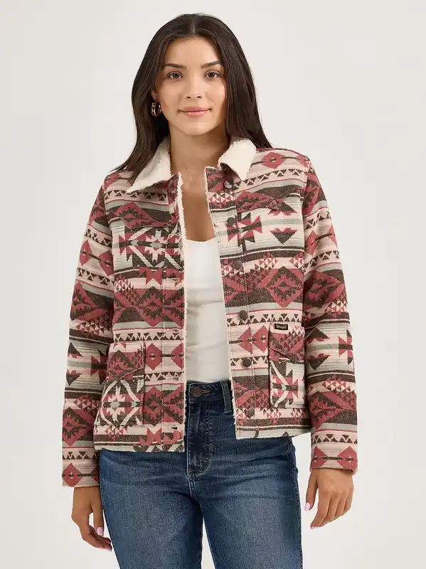 Women's Wrangler Sherpa Lined Jacquard Barn Jacket #112368301