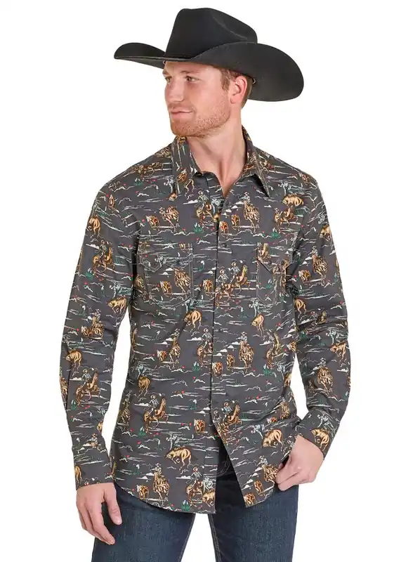 Men's Rock & Roll Denim Snap Front Shirt #BMN2S07634