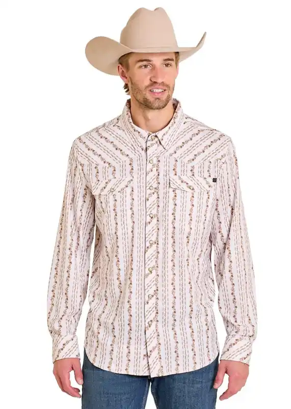 Men's Rock & Roll Cowboy Tek Western Snap Front Shirt #BMN2S07666
