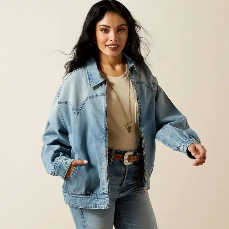 Women's Ariat Cheyenne Denim Bomber Jacket #10065931