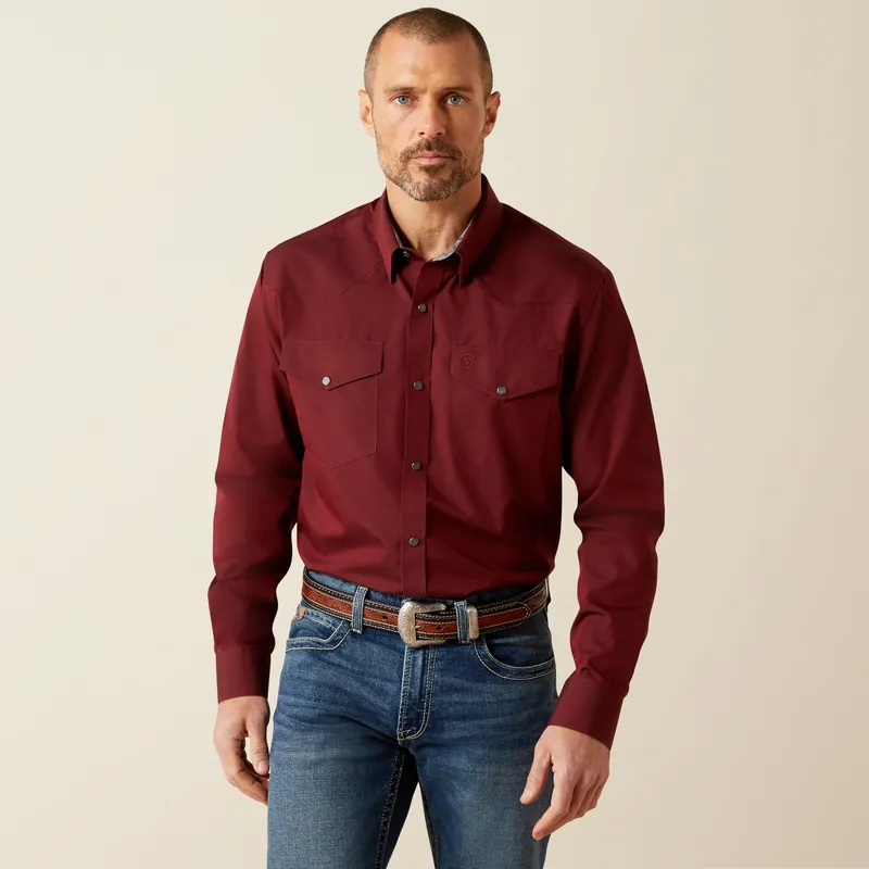 Men's Ariat Wrinkle Free Pinpoint Oxford Fitted Snap Front Shirt #10065913