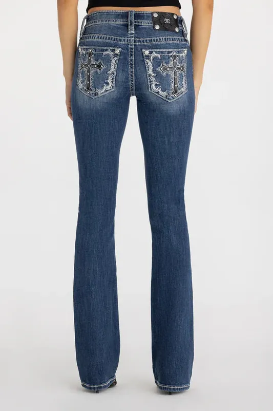 Women's Miss Me Midnight Cross Bootcut Jean #M9518BL